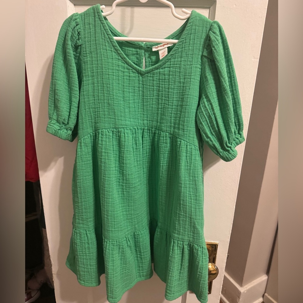 Cat & Jack Vibrant Green Casual Kids Dress